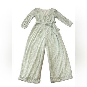 Light Green Romper, Jumpsuit, Jumper With White Floral